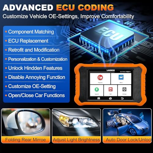 LAUNCH X431 OBD2 Elite V2.0 for Toyota Complete Bidirectional Diagnostic System, 50+ Special Functions, ECU Coding, Battery Adaption, Lifetime Update, OBDII Code Reader French