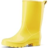 HISEA Women's Mid Calf Rain Boots Waterproof Garden Shoes Fashion Rubber Boots Anti-Slipping Rainboots for Ladies with Comfort Insole Lightweight Mid Height Outdoor Rain Shoes