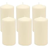 Stonebriar SB-SP-3548A Tall 3 x 6 Inch Unscented Ivory Pillar Candle Set, Set of 6, 3x6