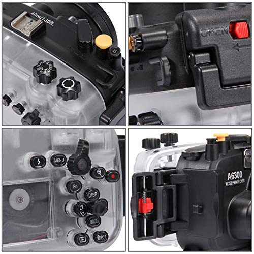 Uplord 40m Underwater Swimming Diving Waterproof Camera Case Diving Protective Housing Shell for Sony A6300,Diving Shell+O Seal+Cleaning Cloth+Hand Strap - Thumbnail 5