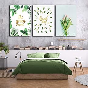 3 Panel Green Plants Painting Wall Decor for...