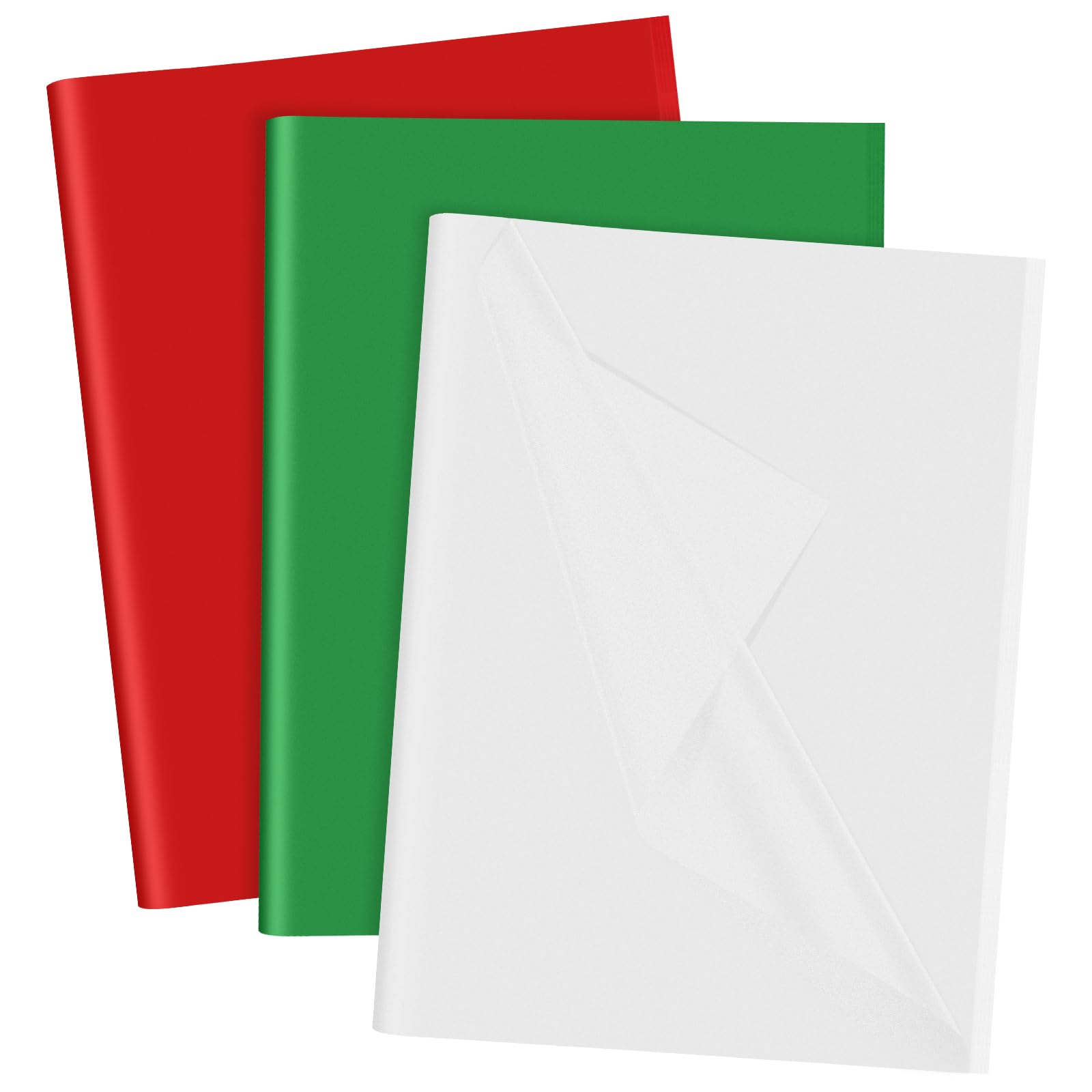 Bouiexye 70 Sheets Christmas Tissue Paper, 20 x 14.5 inches Multicolor Tissue Paper Bulk Gift Wrapping for DIY Art Craft Christmas Party Festival（Red,Green,White,Silver）