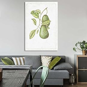 Canvas Wall Art - Hand Drawn Green Avocado Fruit Tree Series Artwork - Giclee Print Gallery Wrap Modern Home Art Ready to Hang - 12x18 inches