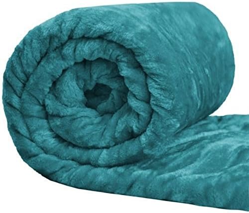 E4Emporium Luxury Soft Warm Throw Blanket, Mink Faux Fur Throw Blanket Perfect for Sofa, Chair, Couch, Bed (Teal, Double)