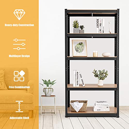 Tangkula Metal Storage Shelves, Heavy Duty Steel 5 Tier Utility Shelves