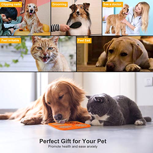JASGOOD Dog Lick Pad,Slow Feeder Lick Mat Boredom Distraction Anxiety Relief,Dogs & Cats Licking Pad Peanut Butter Lick Pad Healthy Treats, Feeder for Fun Licking Mat for Dogs 2 Pack,Green+Orange