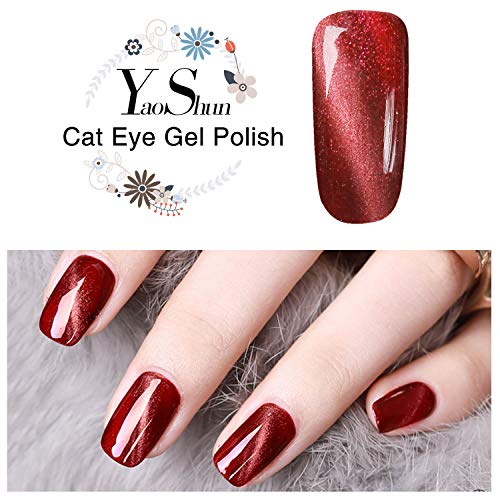 YaoShun Gel Polish Set - Gel Nail Polish Kit UV Gel Gift Box, Soak Off Nail Gel Manicure Kit 8ml Red Color + Rose Red Glitter + Temperature Color Change Gel + Magnetic Cat Eye Gel Polish #1