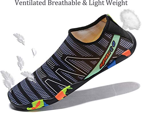 Mens Womens Water Shoes Quick Dry Barefoot for Yoga Swim Diving Surf Aqua Sports Pool Beach (Dark Grey 39)