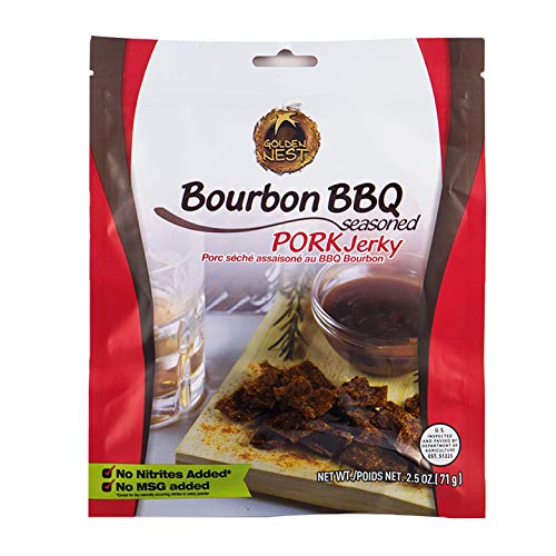 Golden Nest Seasoned Pork Jerky 2.5 oz (Bourbon BBQ, Pack of 1)