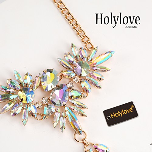 Holylove Foot Jewelry for Women Barefoot Sandals Beach Crystal Anklets Chains Wedding Vocation 1 Pair with Gift Box - HLAB007 Crystal - Thumbnail 5