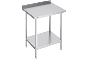 VEVOR 24 x 30 x 36 Inch Stainless Steel Work Table, Commercial Food Prep Worktable Heavy Duty Prep Worktable, Metal Work Table with Adjustable Height for Restaurant, Home and Hotel