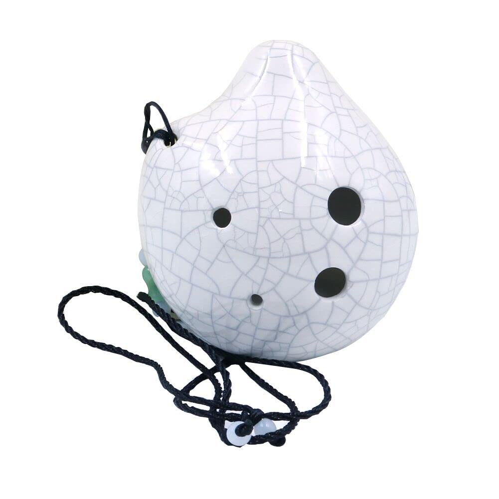 Alnicov 6 Hole Ocarina,Wine Bottle Style Alto C Ocarina,Ice Crack Glazed Craft White