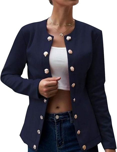 Pujingge レディース ブレザー スーツ カーディガン ビジネス 仕事 カジュアル 前開き ボタン Us サイズ Us X Large スーツ 通販 Amazon