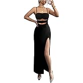 Milumia Women's Sexy Cut Out Spaghetti Strap Dress High Slit Bodycon Party Dresses