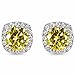 18K White Gold Plated Round-Cut CZ Sterling Silver 10mm Cushion Diamond Engagement Stud Earrings Yellow