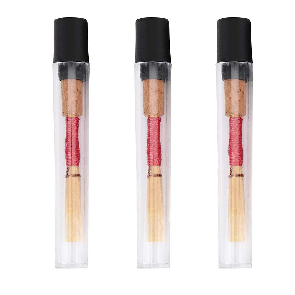 Photo 1 of Jiayouy 3Pcs Oboe Reeds Medium Soft Oboe Reed with Plastic Storage Case/Tube Woodwind Instrument Accessories Red