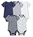 Moon and Back Baby Set of 5 Organic Short-Sleeve Bodysuits, Navy Sea, 3-6 Months