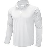 CRYSULLY Men's Long Sleeve 1/4 Zip Shirts Sun Protection Pullover UPF 50+ Rash Guard Running Lightweight T Shirt