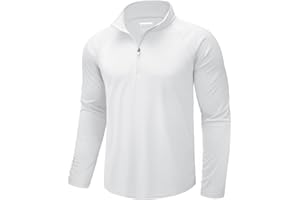 CRYSULLY Men's Long Sleeve 1/4 Zip Shirts Sun Protection Pullover UPF 50+ Rash Guard Running Lightweight T Shirt