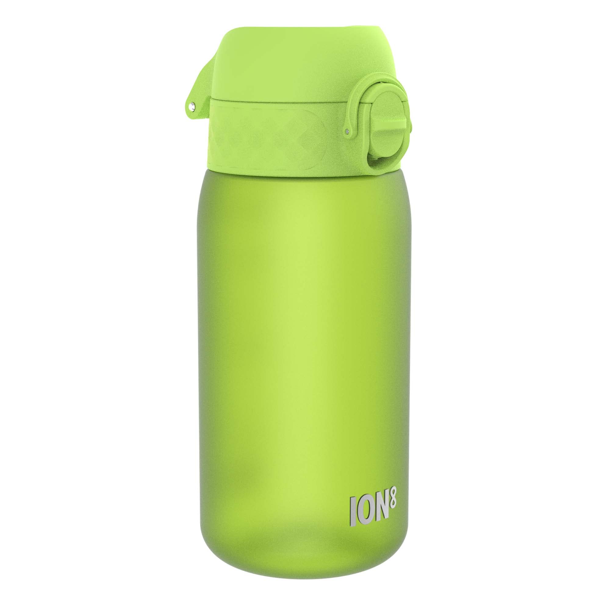Ion8 Kids Water Bottle, 350 ml/12 oz, Leak Proof, Easy to Open, Secure Lock, Dishwasher Safe, BPA Free, Carry Handle, Hygienic Flip Cover, Easy Clean, Odour Free, Carbon Neutral, Green