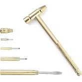 LANDIBO 6-in-1 Micro Mini Multifunctional Anti-Corrosion and Anti-Rust Copper Hammer and Screwdriver Hand Tool, Mini Screwdriver Hammer is perfect for opening walnut repair drone phones (Yellow)