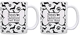 Best Dachshund Doxen Mom Dad Ever Bundle Paws Dogs 2 Pack Gift Coffee Mugs Tea Cups Bone Pattern