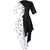 Drofe Cruella Devil Costume Women Dress Cosplay Outfit for Halloween