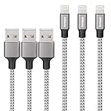 Lightning Cable, Hiway 3PACK (6FT) Nylon Braided Charging Cable Cord Lightning to USB Cable Charger Compatible with iPhone 7/ 7 Plus/6/6s/6 plus/6s plus/ 5s/5c, iPad, iPod and More (white)