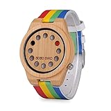 BOBO BIRD A01 Women's Bamboo Wooden Wristwatches Colorful Band Dia 42mm