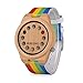 BOBO BIRD A01 Women's Bamboo Wooden Wristwatches Colorful Band Dia 42mm