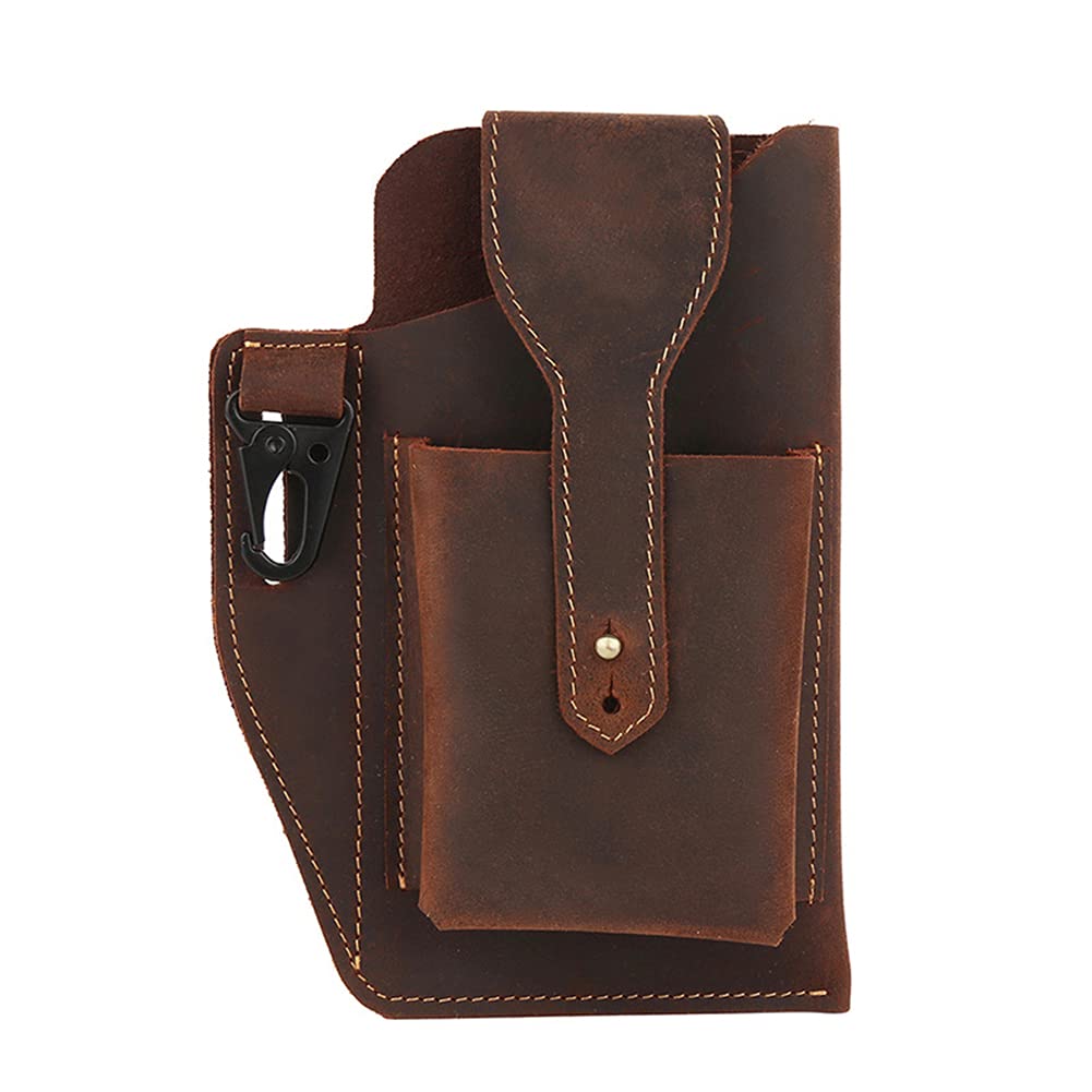Uposao Leather Cell Phone Pouch Belt Loop Multitool Sheath with Key Holder Waist Bag with Phone Holsters for Men Cell Phone Holster Case Phone Belt Holder