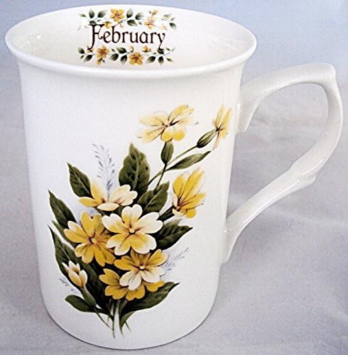 February Mug Fine Bone China Hand Decorated in the U.K. Flower of the Month Mug Free UK Delivery