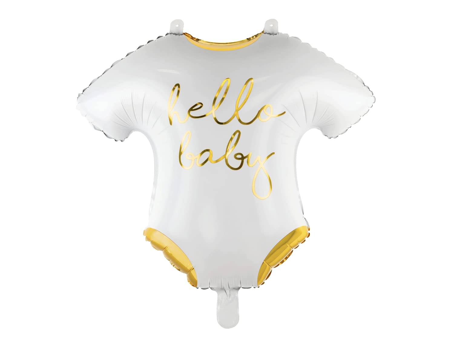 PartyDeco Hello Baby Foil Balloon - Perfect for Baby Showers, Bodysuits Shaped Balloon in White & Gold, Great for Decorations and Celebrations.