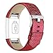 Vancle Fitbit Charge 2 Band,Luxury Genuine Leather Replacement Strap for Fit bit Charge 2(No Tracker) (grid red)