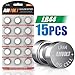 15 Pack LR44 AG13 A76 Battery - [Ultra Power] Premium Alkaline 1.5 Volt Non Rechargeable Round Button Cell Batteries for Watches Clocks Remotes Games Controllers Toys & Electronic Devices (15 Pack) primary