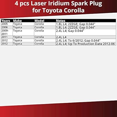 Amazon Com 4 Pcs Ngk Laser Iridium Spark Plugs For 2005 2012 Toyota Corolla 2 4l 1 8l L4 2 4l Engine Kit Set Tune Up Automotive