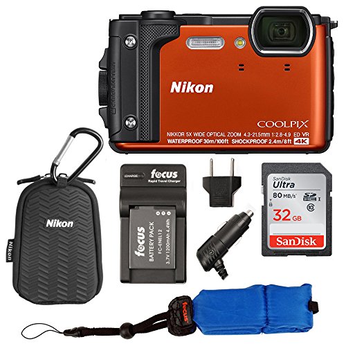 CHEAP Nikon Coolpix W300 Waterproof Digital Camera, Orange + Nikon Sport Case + 32GB Card