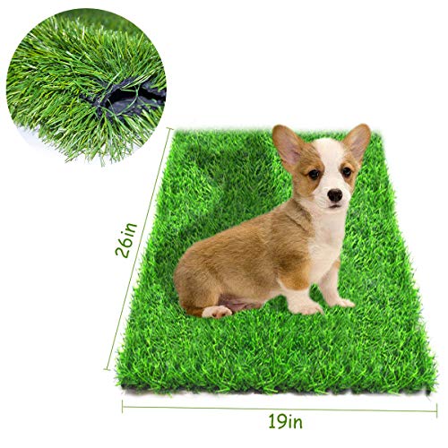 Artificial Grass for Dogs Pee Pads Dog Grass Mat and Grass Doormat Indoor Outdoor Rug Drainage Holes Fake Grass Turf for Puppy Potty Training Area Patio Lawn Decoration(26 in x 19 in) - Thumbnail 6