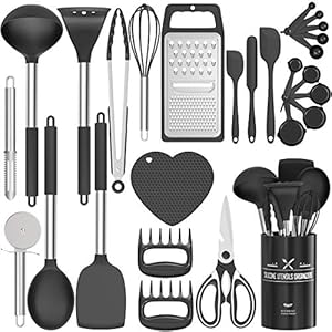 Fungun 27 Pcs Combination Kitchen Utensil Set, Silicone Cooking Utensils Set with Stainless Steel Handle - Kitchen…