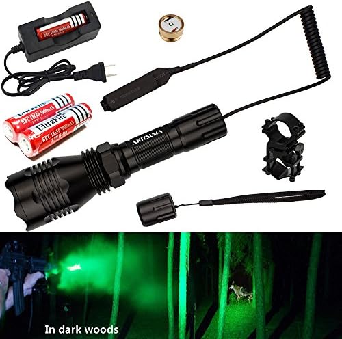 380Lumens Cree led Tactical Flashlight Coyote Hog Hunting Light Torch with Remote Pressure Switch Barrel Mount HS-802 Range Hunting Light 250 Yard Long Cree LED suit lights (Blue)
