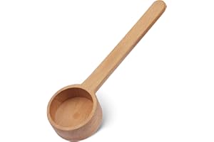 PITASHA Wooden Coffee Spoon, Coffee Scoop Measuring for Coffee Beans, Whole Beans Ground Beans or Tea, Home Kitchen Tools Utensils - 15g, 25ml - Beech - Long Handle