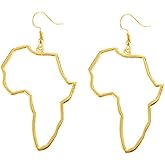 Hollow African Map Drop Earrings Ethnic Style Bohemia Map Dangle Earrings for Women