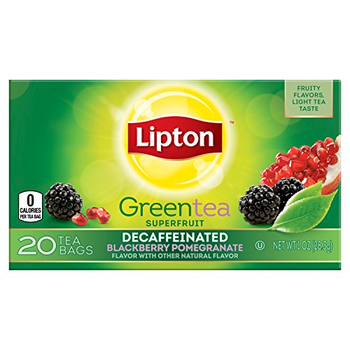 Lipton Green Tea, Decaffeinated Blackberry Pomegranate 20 ct (Pack of 6) (Packaging May Vary)