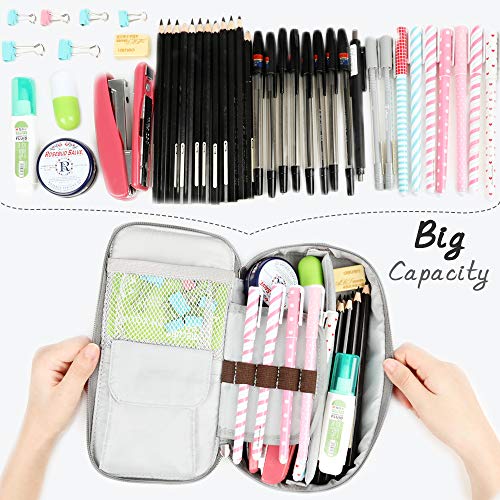 Homecube Pencil Case, Big Capacity Pen Case Desk Organizer with Zipper for School & Office Supplies - 8.74x4.3x2.17 inches, Blue