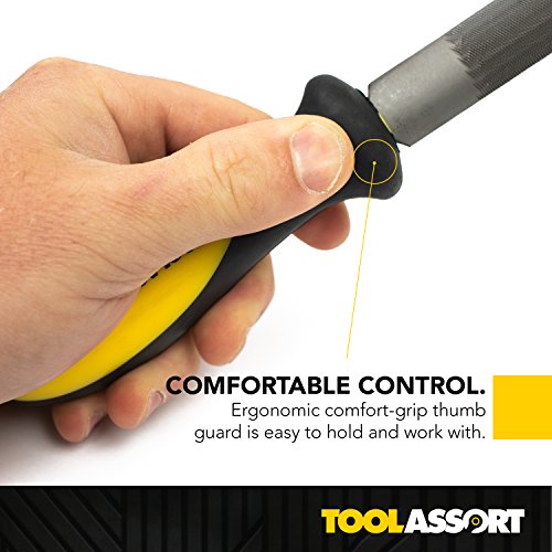 File Set for Shaping Metal, Wood, and Tools, Includes Small Needle Files, Steel Round Rasp, Half Round, and Flat for Superior Tool Finishing, High Carbon Steel with Comfortable Non Slip Grip