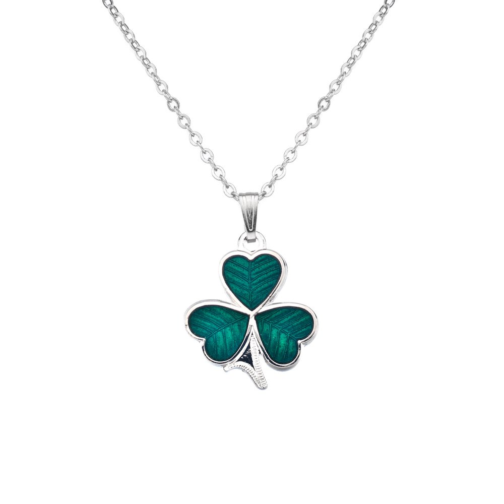 Enamel Green Shamrock Charm Necklace