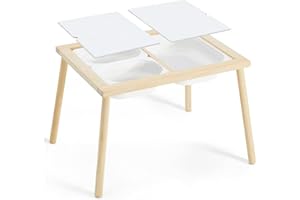 Labebe Sensory Table for Toddlers 1-3,Multifunction Play Sand Table with Double-Side Boards & 3 Foldable Storage Bins Kids Se