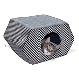 KandH Heated Thermo-Kitty Hideout, Gray/Black Squares, My Pet Supplies