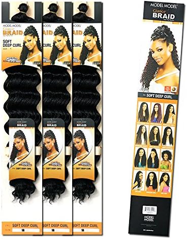 [4PACKS DEAL] MODEL MODEL GLANCE KANEKALON CROCHET BRAID NATURAL HAIR - SOFT DEEP CURL (1B)