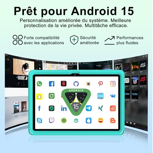 2026 Android 15 Tablet with EVA Silicone Protective Case, 24GB+256GB/2TB, 11-inch Octa-Core Tablet, Gemini AI/Widevine L1, 8000mAh, 13MP+5MP, Metal Case, Big Kids Tablet-Green